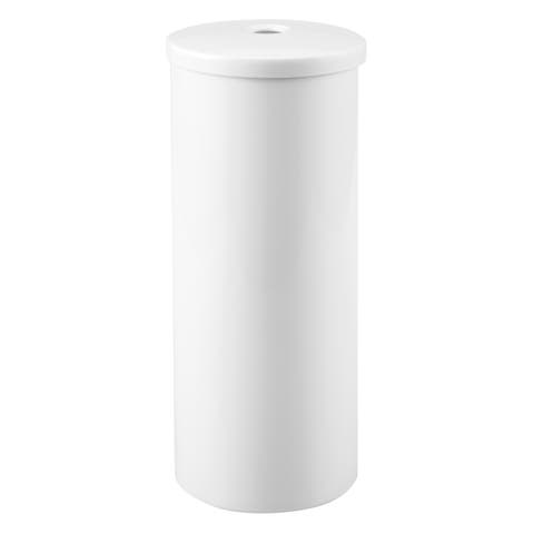 Freestanding Toilet Paper Canister with Lid for 3 Extra Rolls, White, Made in USA