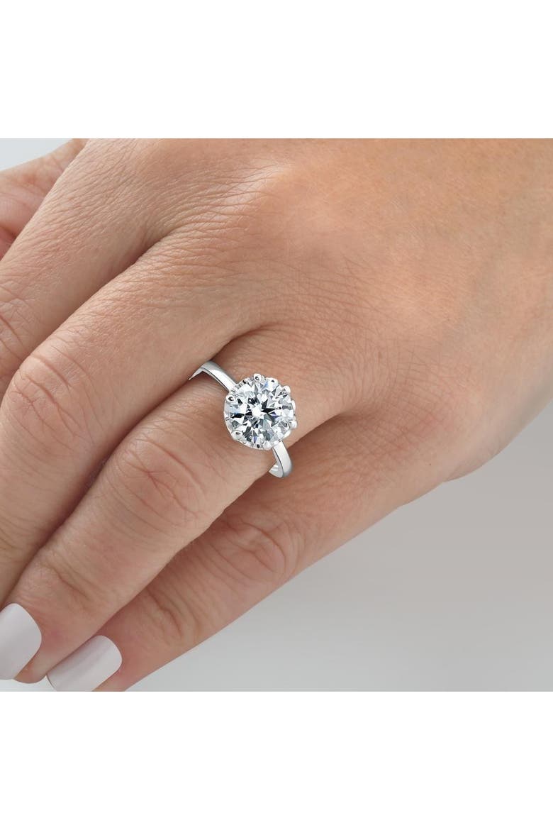 3Ct Round Cut Certified Lab Grown Diamond Engagement Ring or Gold, Alternate, color, 10k White Gold