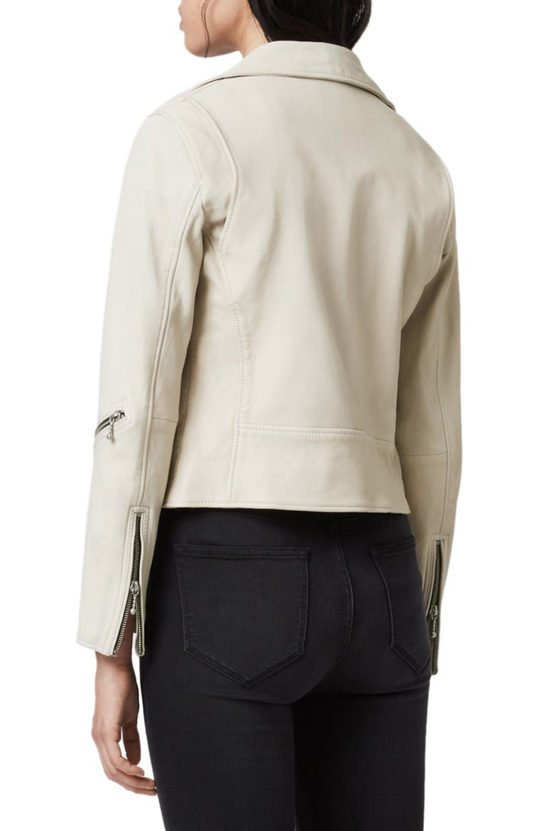 Riley Leather Moto Jacket, Alternate, color, WHITE