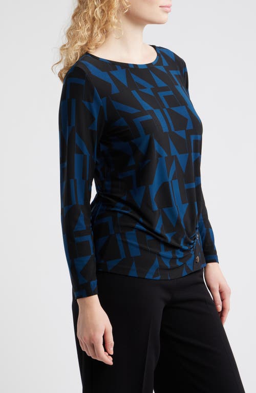 Ak Anne Klein Broken Geo Print Top In Black
