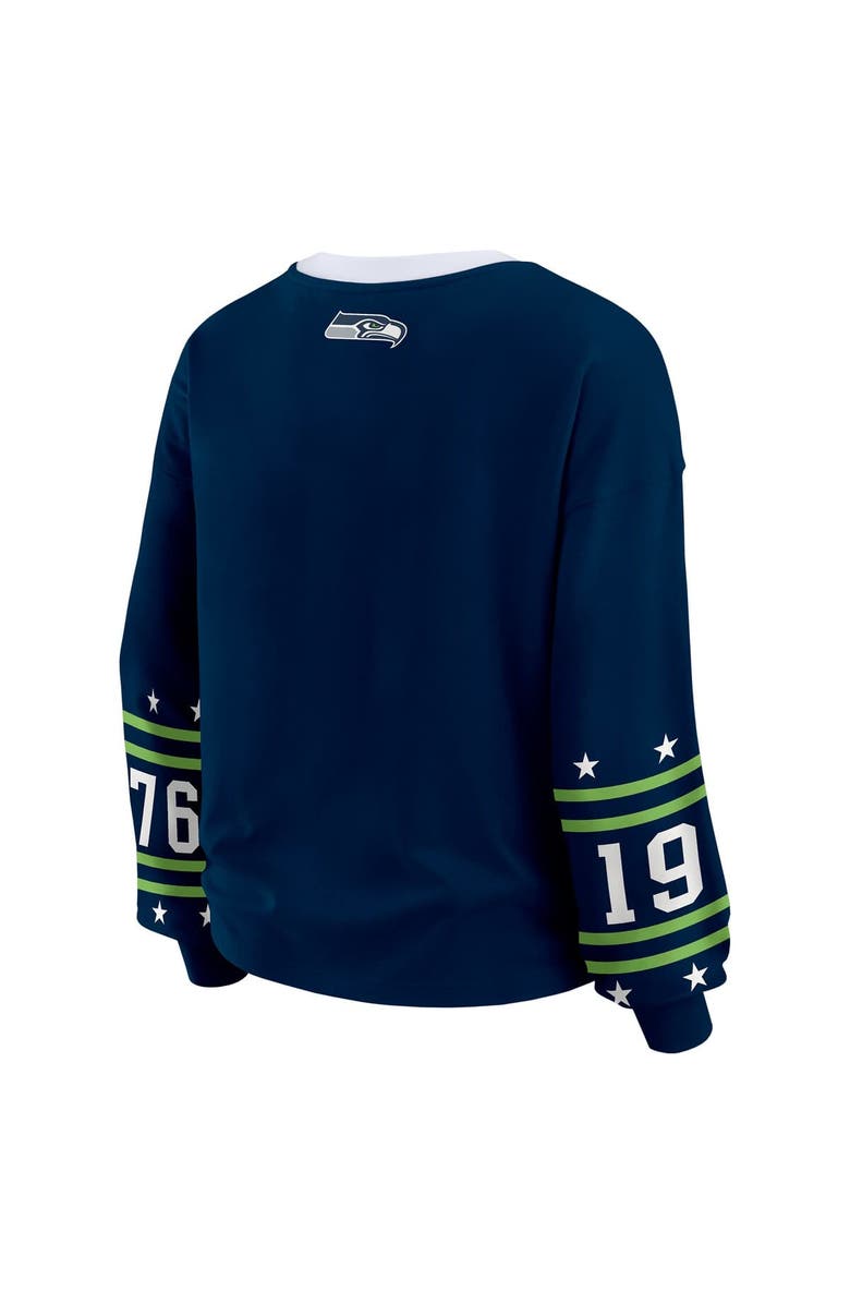 WEAR by Erin Andrews Women
s WEAR by Erin Andrews  College Navy Seattle Seahawks Sport Long-Sleeve T-Shirt, Alternate, color, College Navy