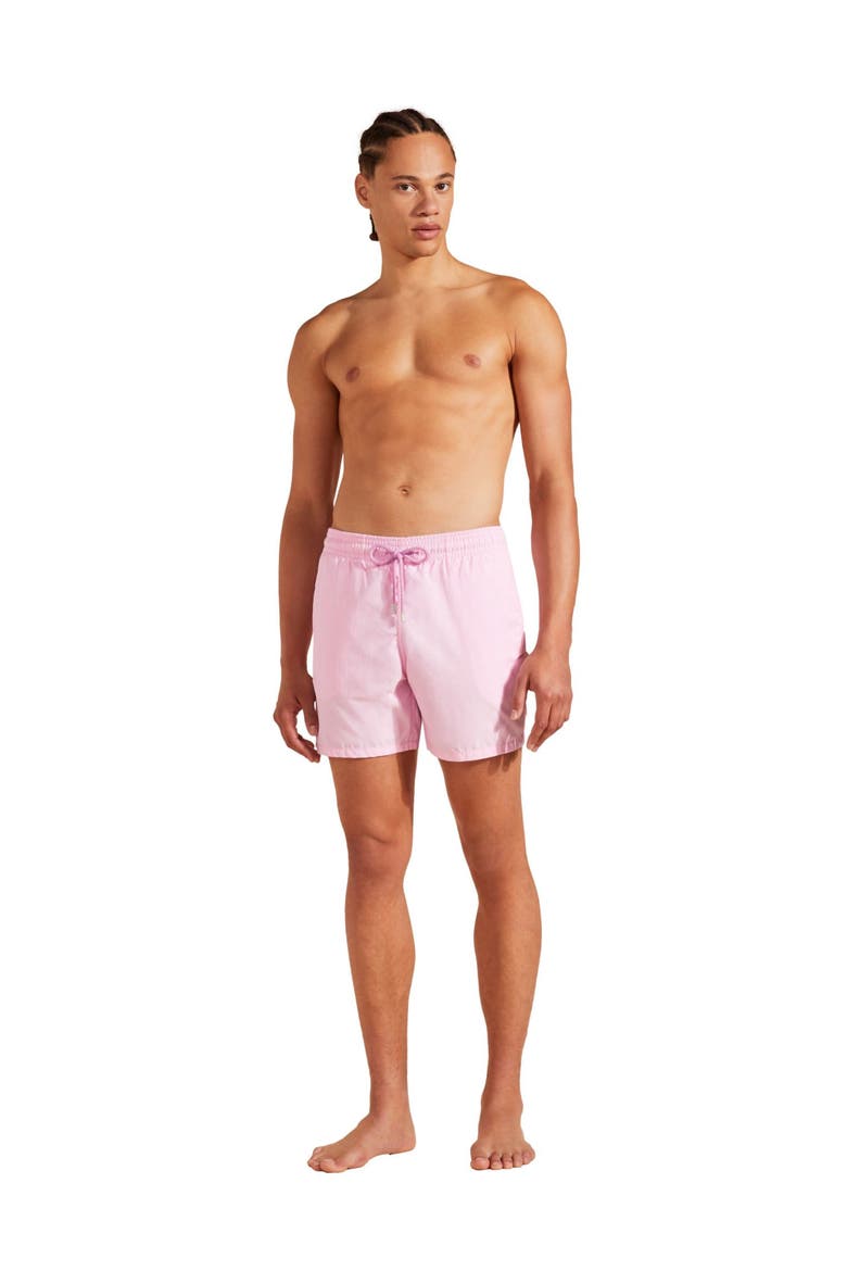 Men's Solid Swim Trunks, Alternate, color, GUIMAUVE