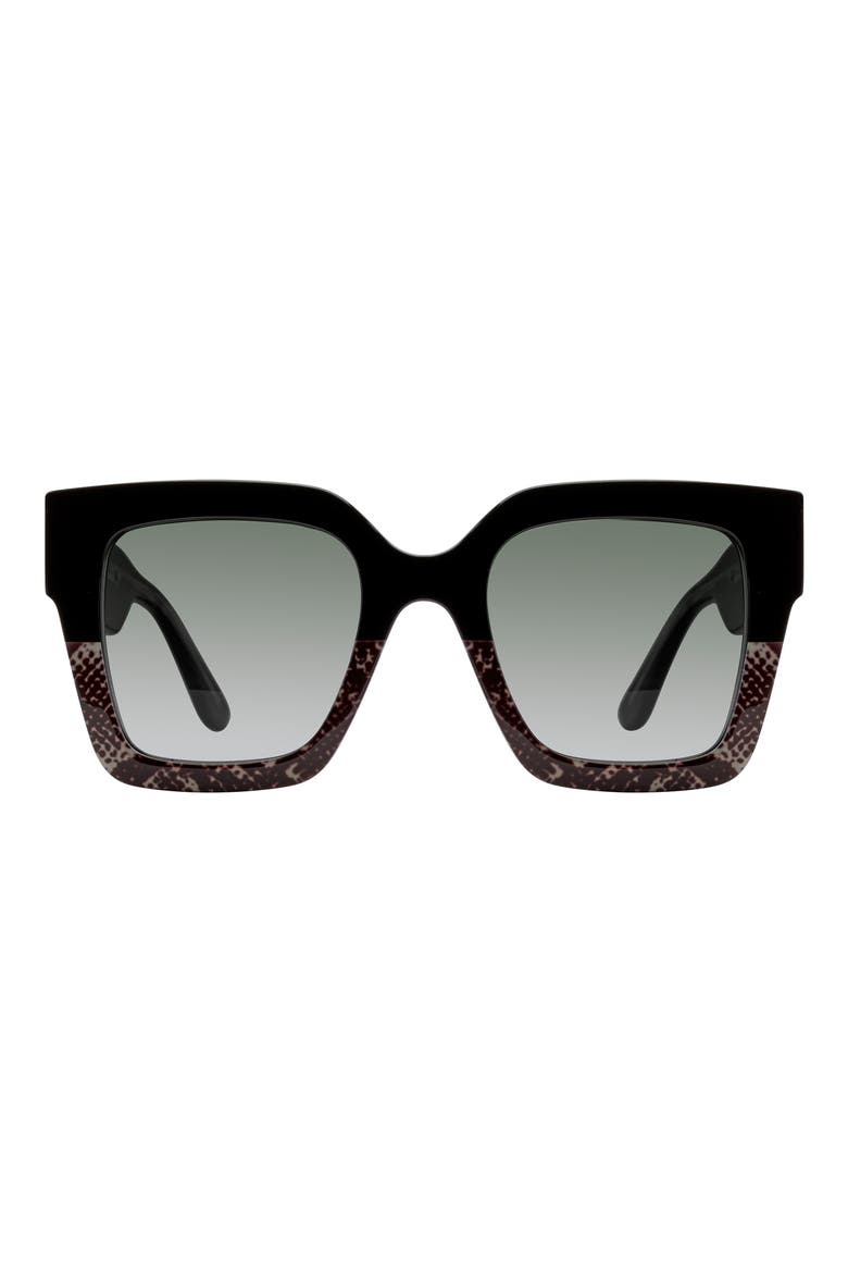 51mm Gradient Square Sunglasses, Main, color, BLACK BLACK WHITE