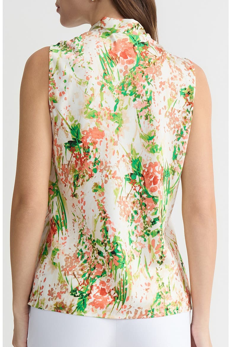 Tie Neck Sleeveless Top, Alternate, color, VANILLA ICE MULTI