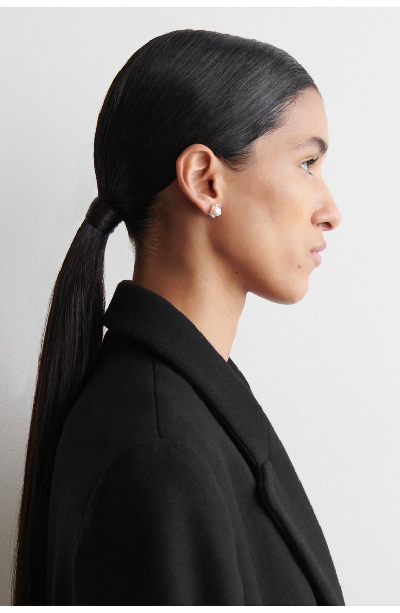 COS Mismatched Rectangular Pearl Earrings, Alternate, color, Silver