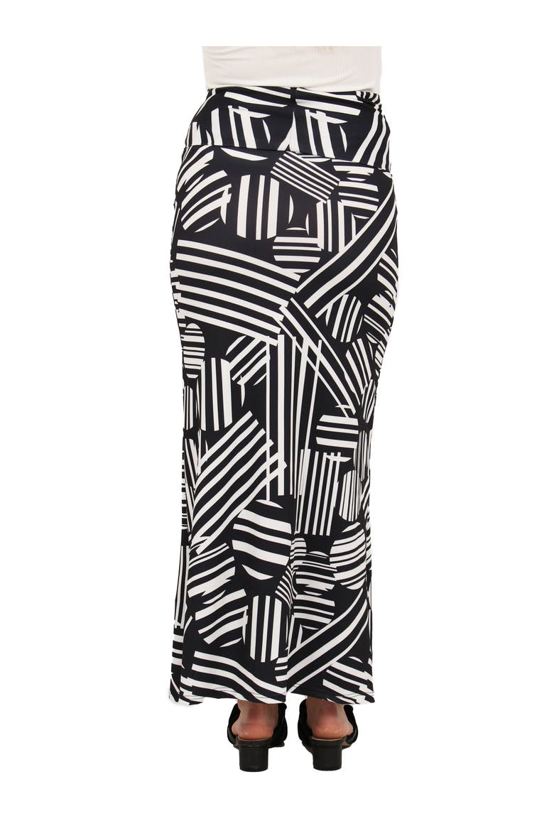 Womens Essential Abstract Print Foldover Waist Maxi Skirt, Alternate, color, Black Multi