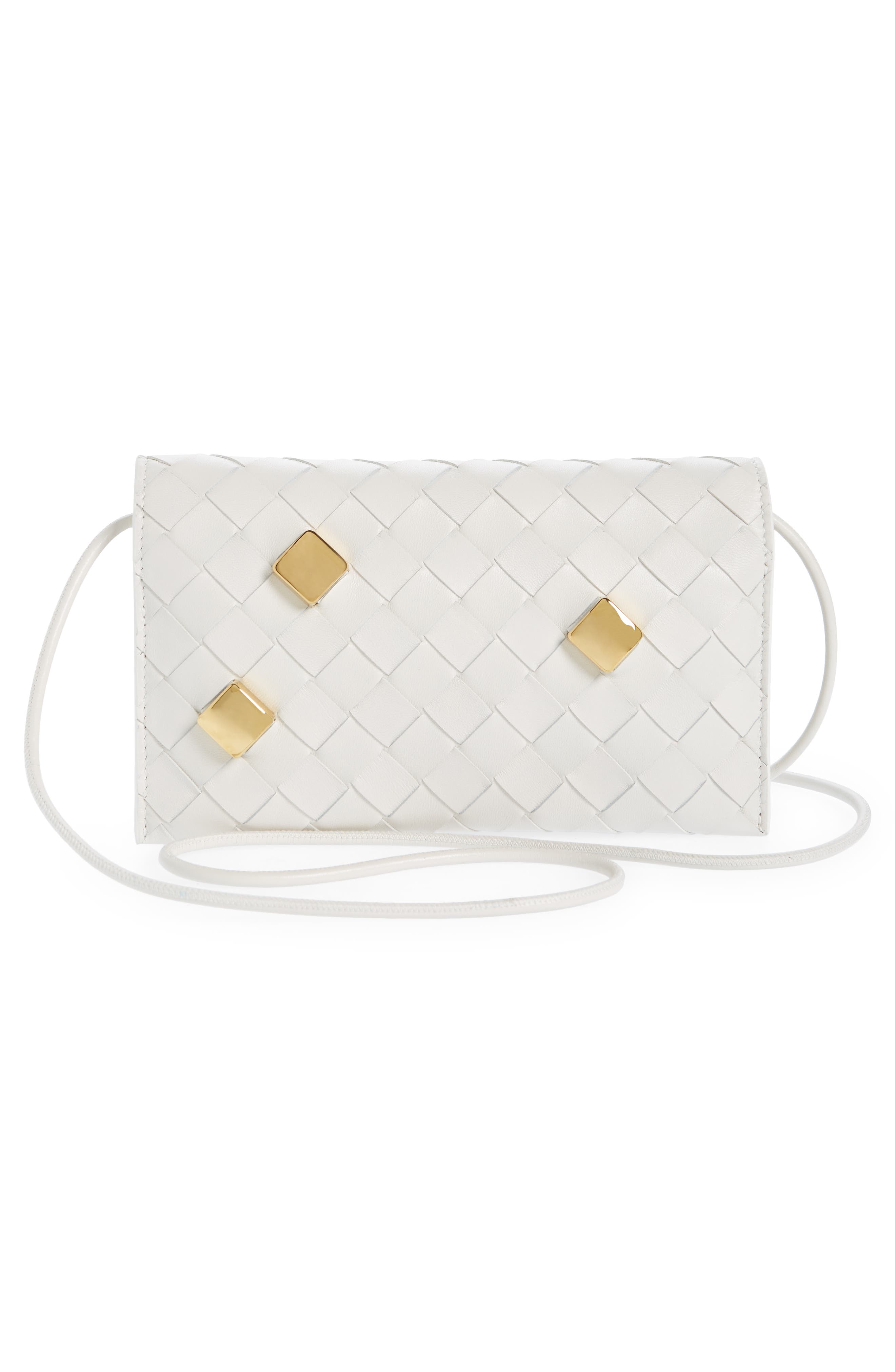 Bottega Veneta Embellished Intrecciato Leather Wallet on a Strap, Alternate, color, 