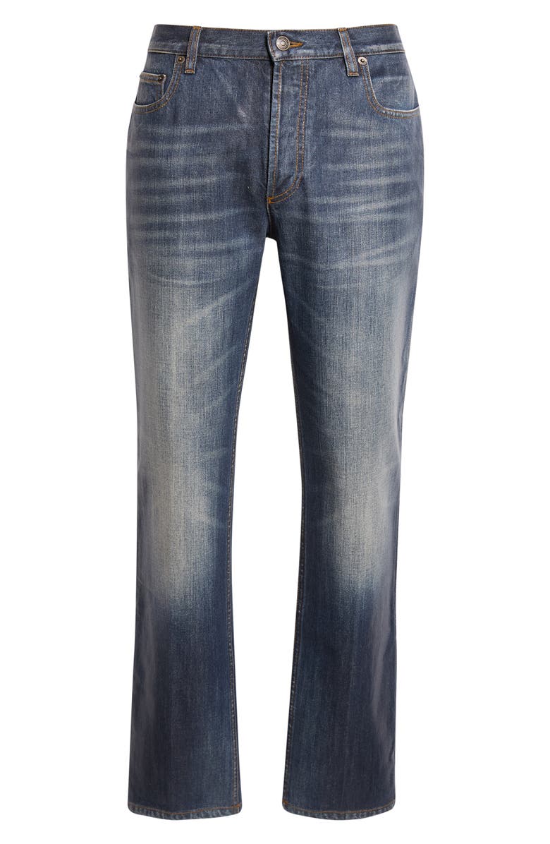 Burberry Randolph Coated Slim Fit Jeans, Main, color, Mid Blue