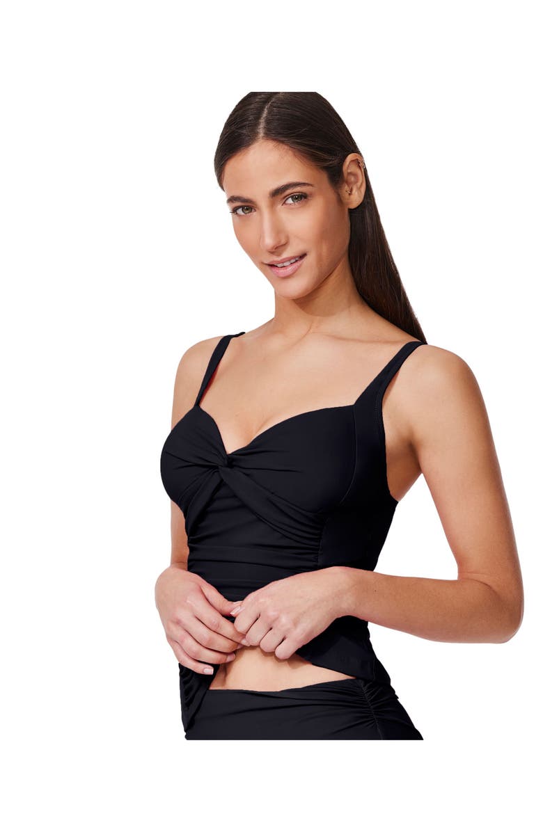 Profile by Gottex Tutti Frutti Sweetheart Twist Front Tankini Top, Alternate, color, Black