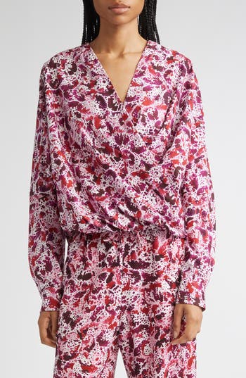 Dries Van Noten Orchid Petal Cotton Poplin Faux Wrap Top In Pink
