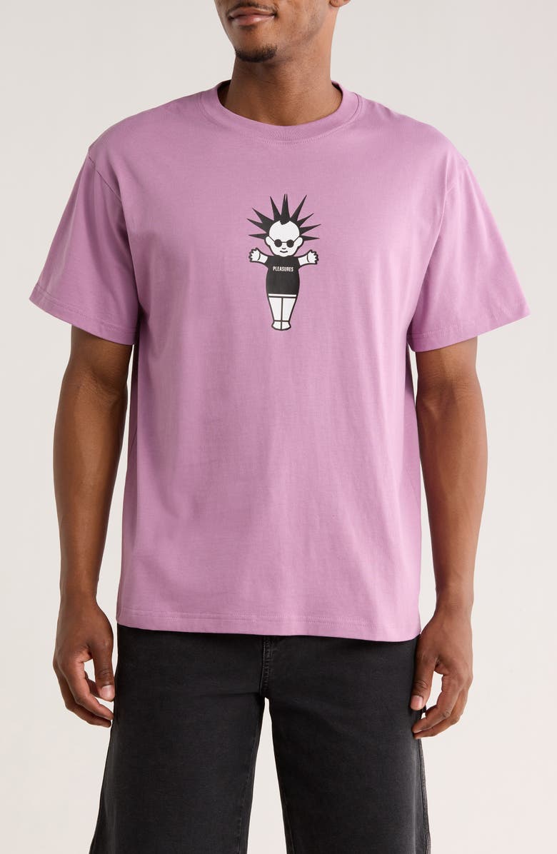 PLEASURES Punkpie Cotton Graphic T-Shirt, Main, color, Mauve