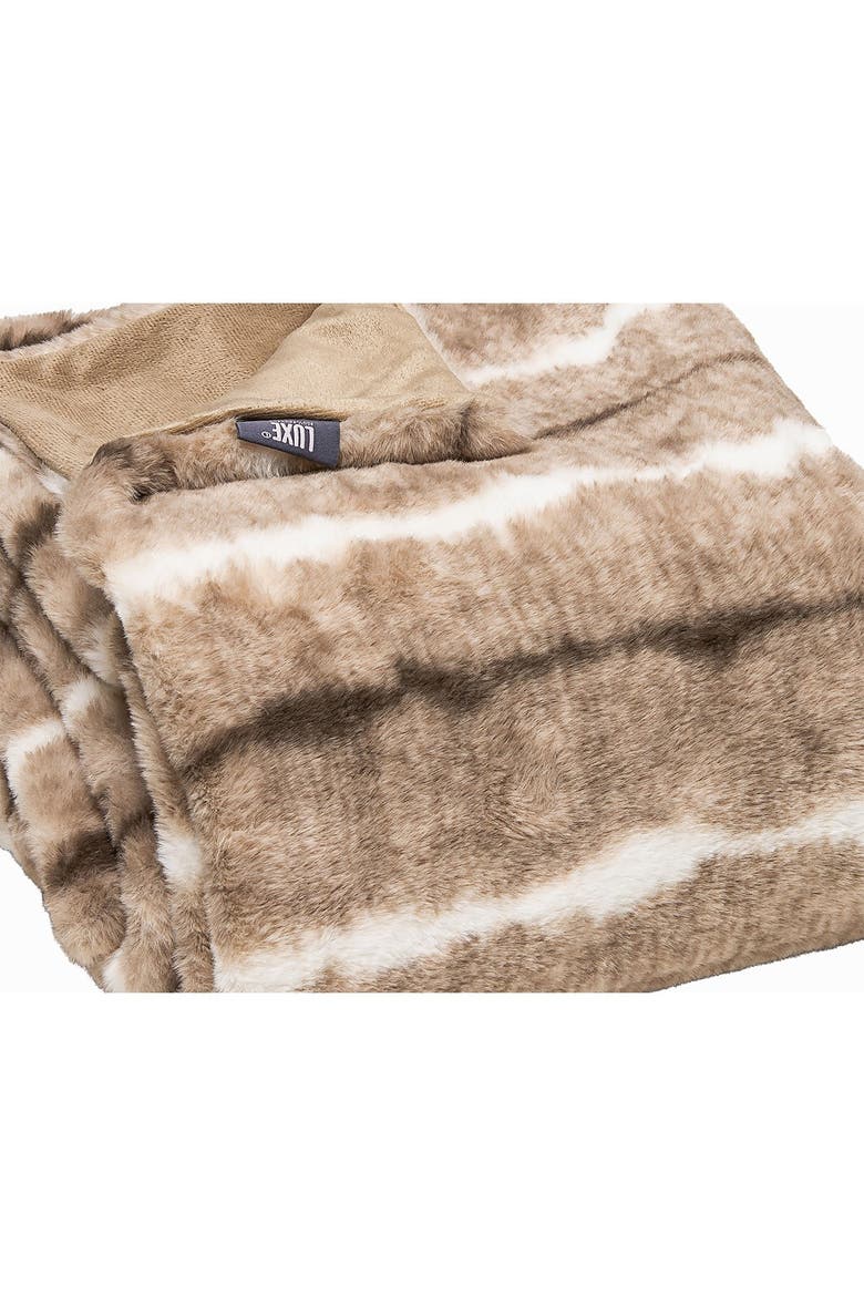 Faux Fur Throw - 50" x 60" - Beige Rabbit, Alternate, color, DAYTON BEIGE RABBIT
