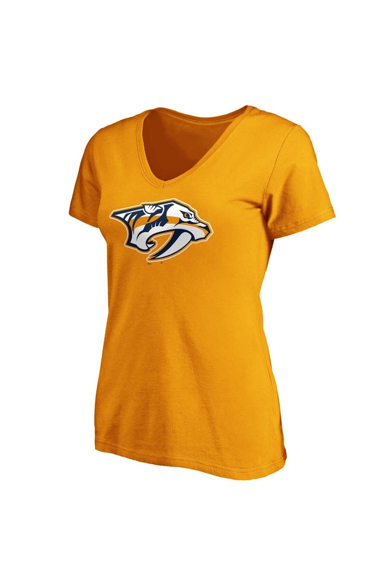 Women's Fanatics Branded Gold Nashville Predators Primary Logo V-Neck T-Shirt, Alternate, color, Gold