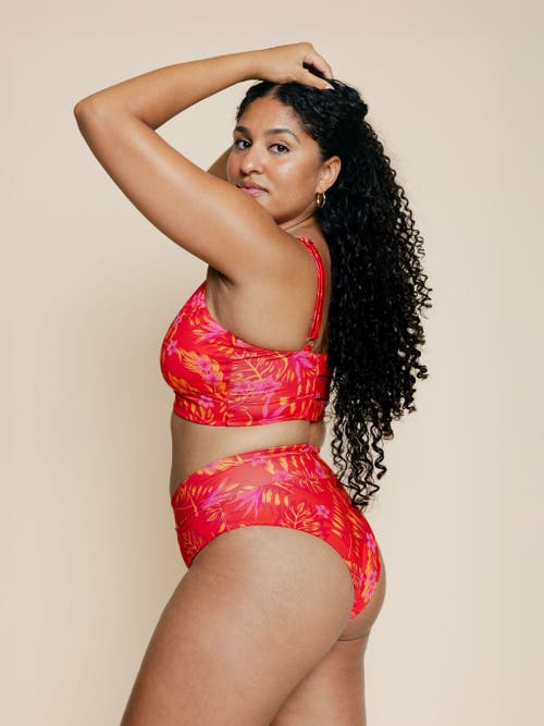 Kitty And Vibe High Hip Crossover Bikini Bottom With Full Coverage In Multi
