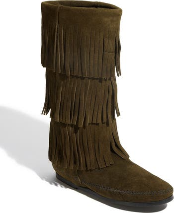 3 layer fringe boots best sale