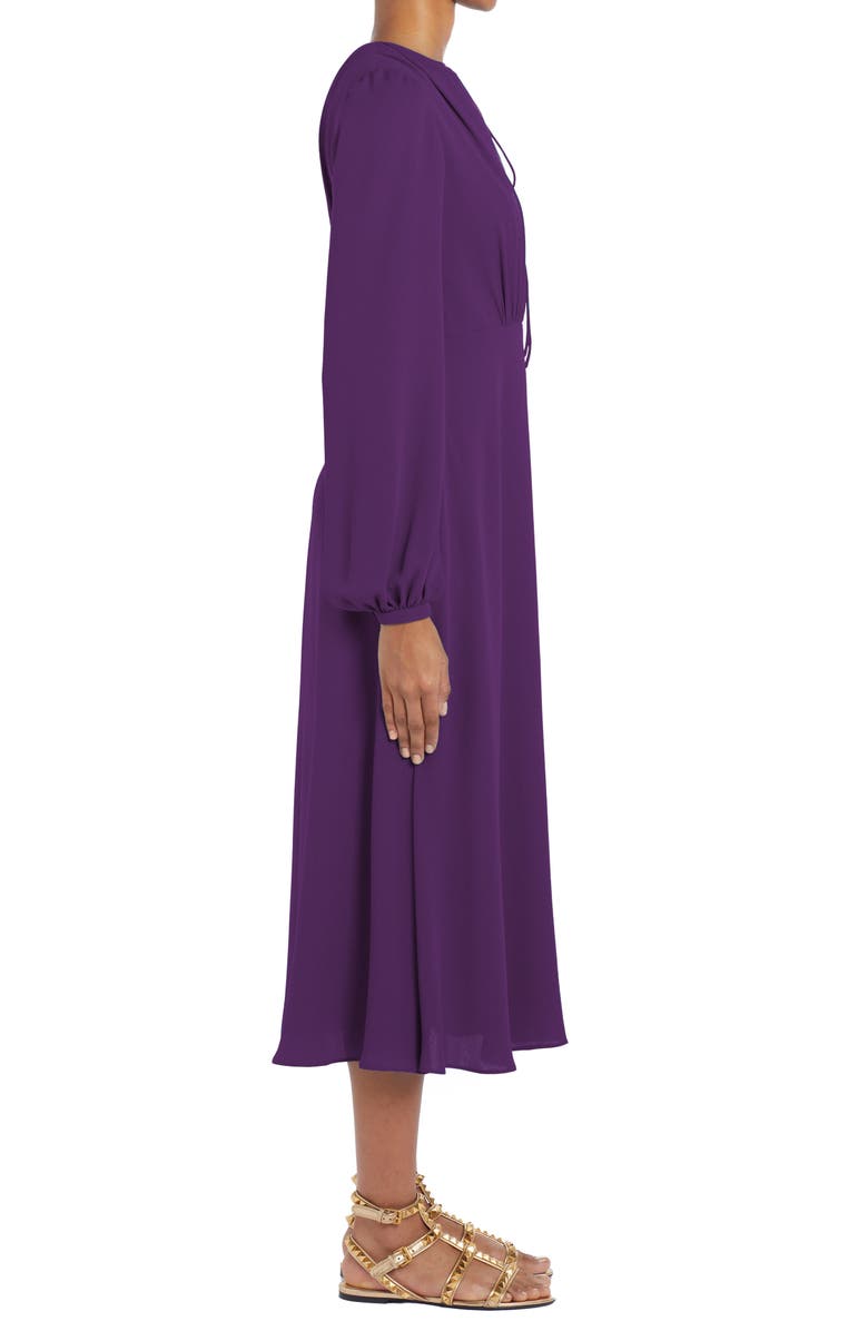 Valentino Long Sleeve Silk Georgette Midi Dress, Alternate, color,