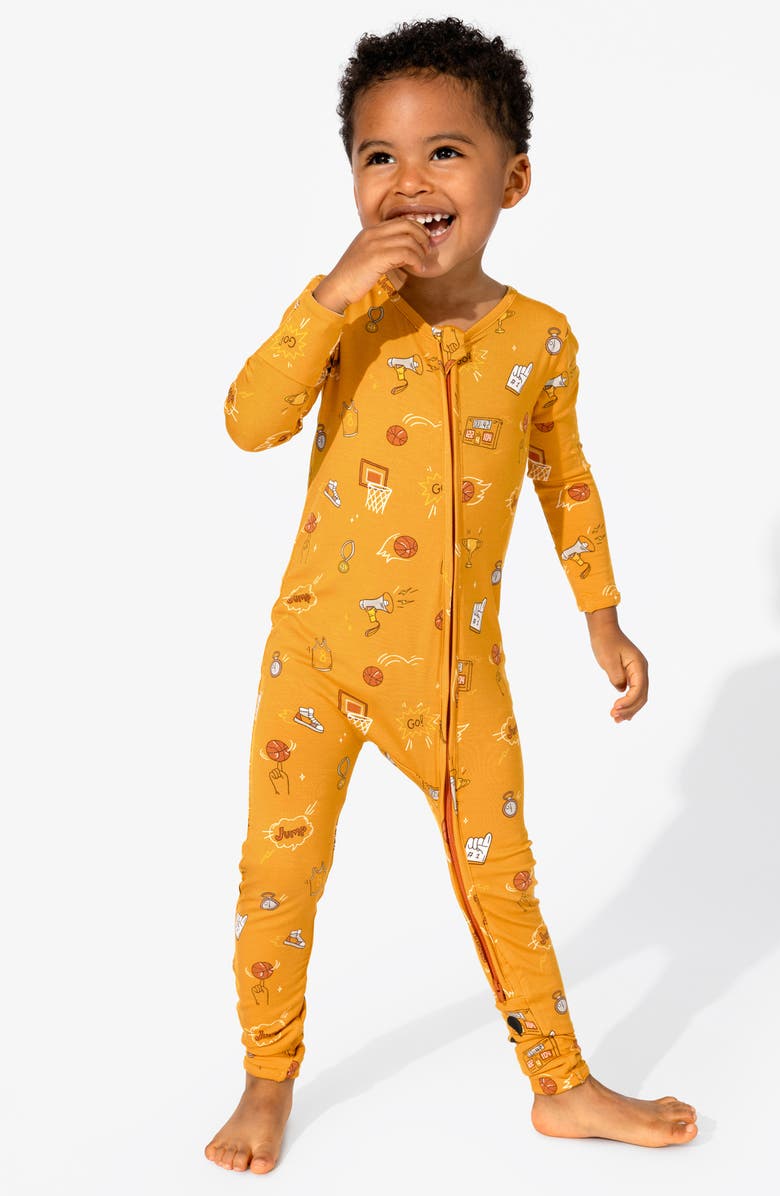 Bellabu Bear Kids' Basketball Fitted Convertible One-Piece Pajamas, Alternate, color, 