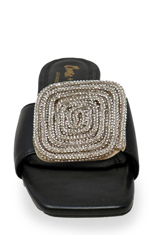 Chase & Chloe Chase And Chloe Flores Squared Spiral Rhinestone Sandal In Black