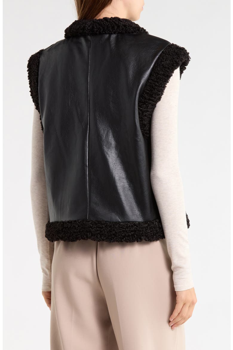 Faux Shearling Lined Reversible Faux Leather Vest, Alternate, color, BLACK