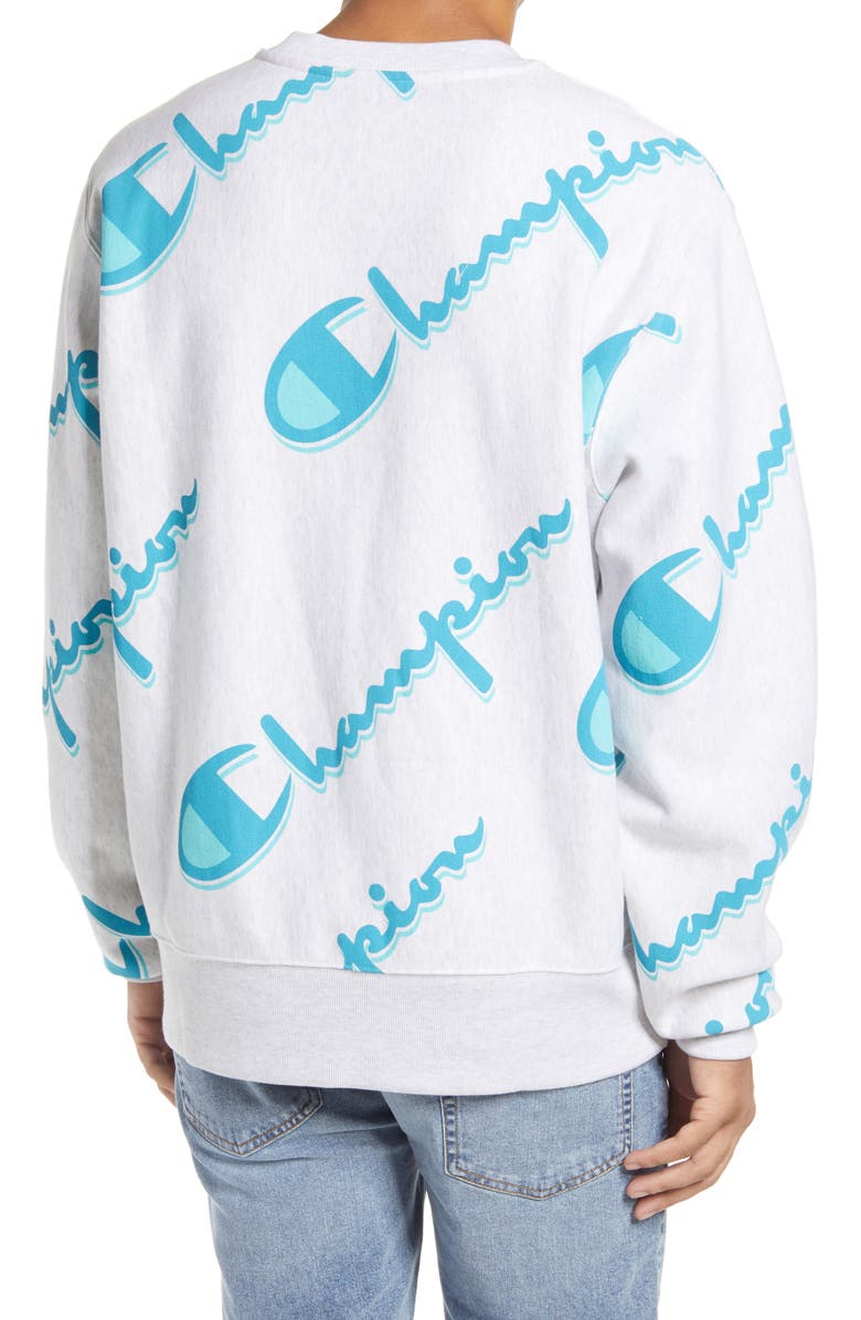 Champion Drop Shadow Logo Crewneck Sweatshirt, Alternate, color,