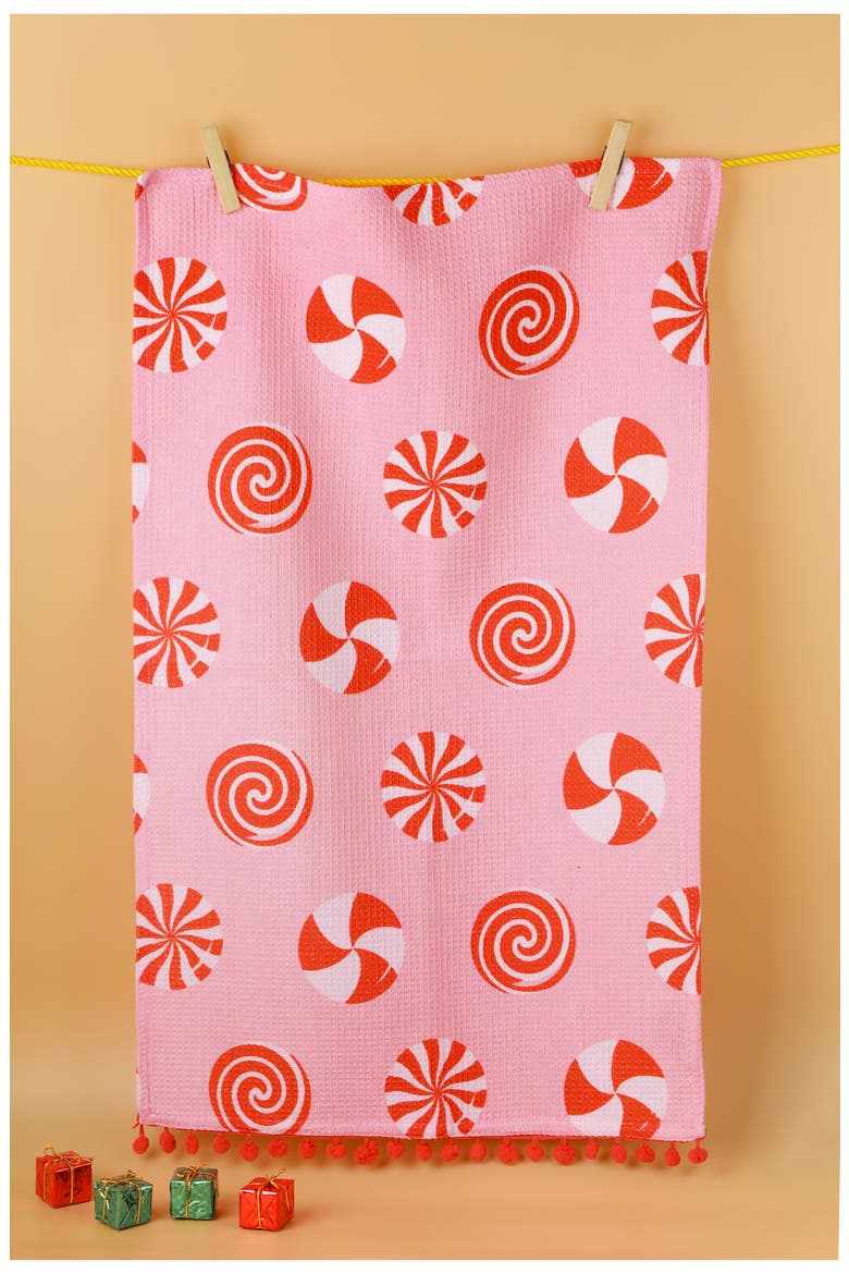 Merry & Bright Modern Holiday Kitchen Towels, Alternate, color, PINK