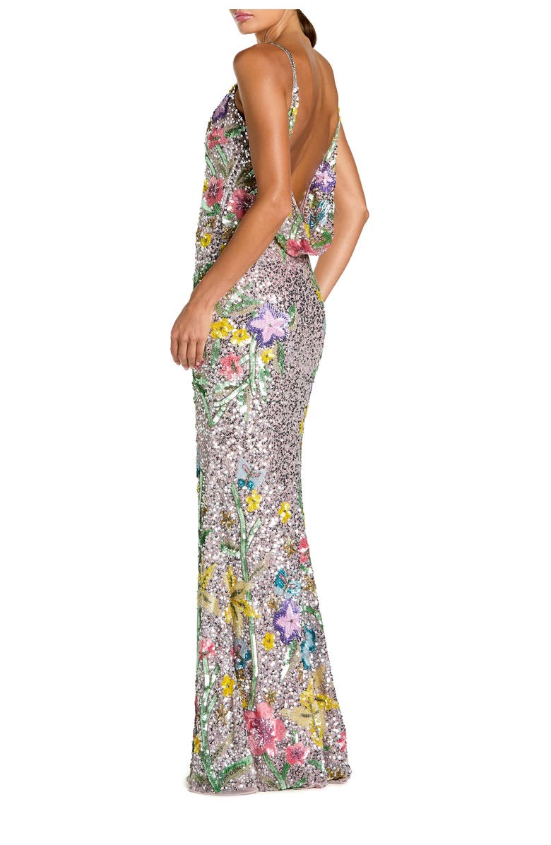 Mac Duggal Embellished Sleeveless Cowl Back Gown, Alternate, color, Silver Multi