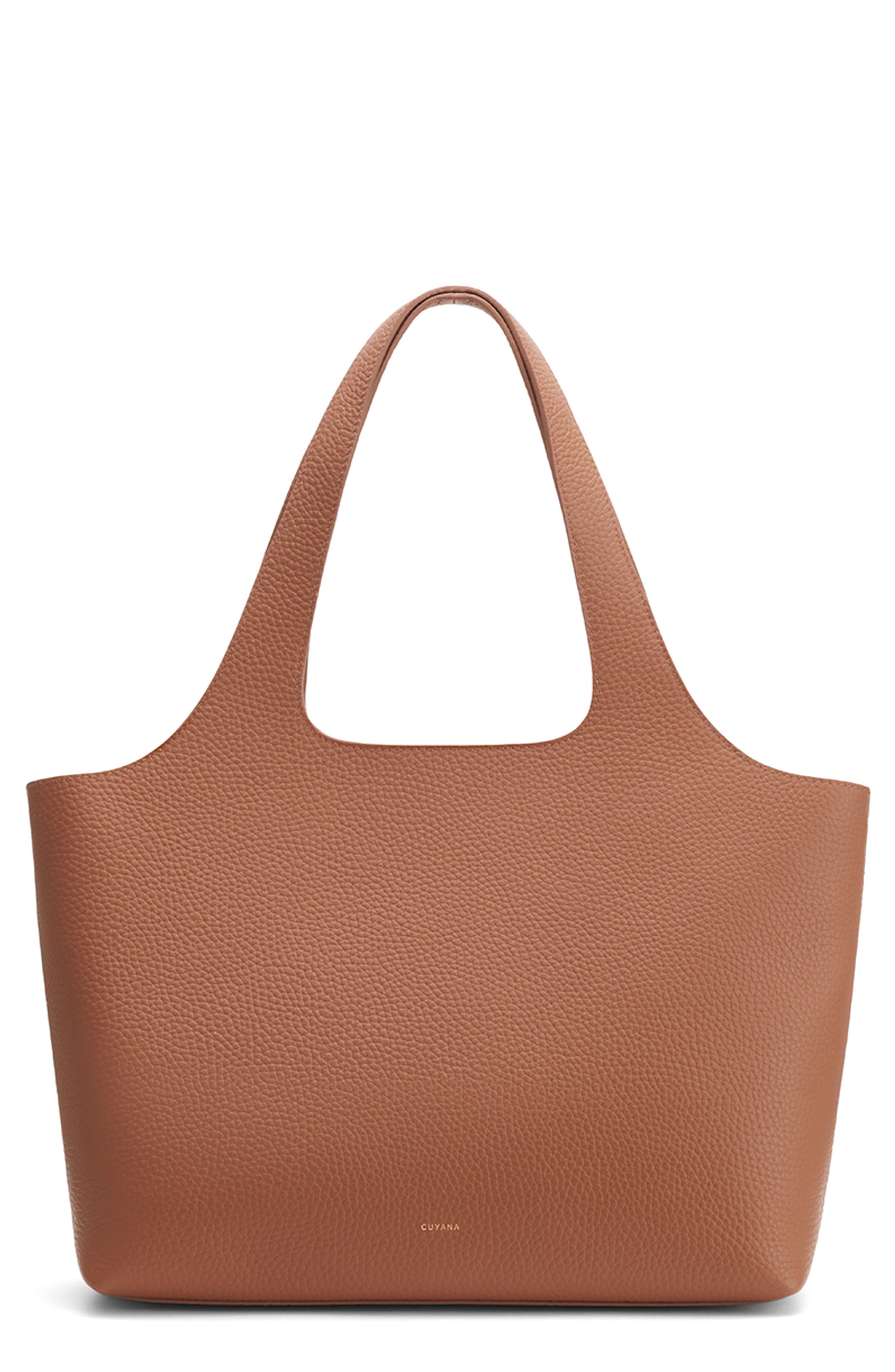 Cuyana System 13-Inch Laptop Leather Tote, Main, color, Caramel