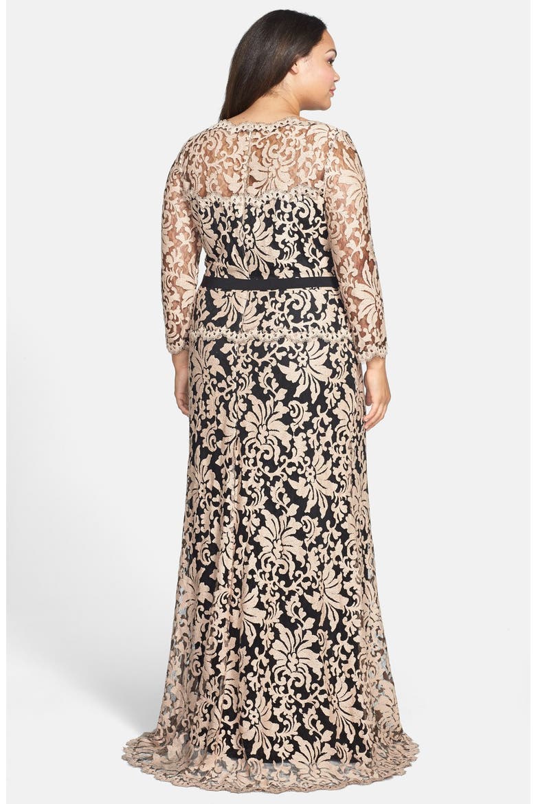 Embroidered Lace Gown, Alternate, color, GINSENG/ BLACK