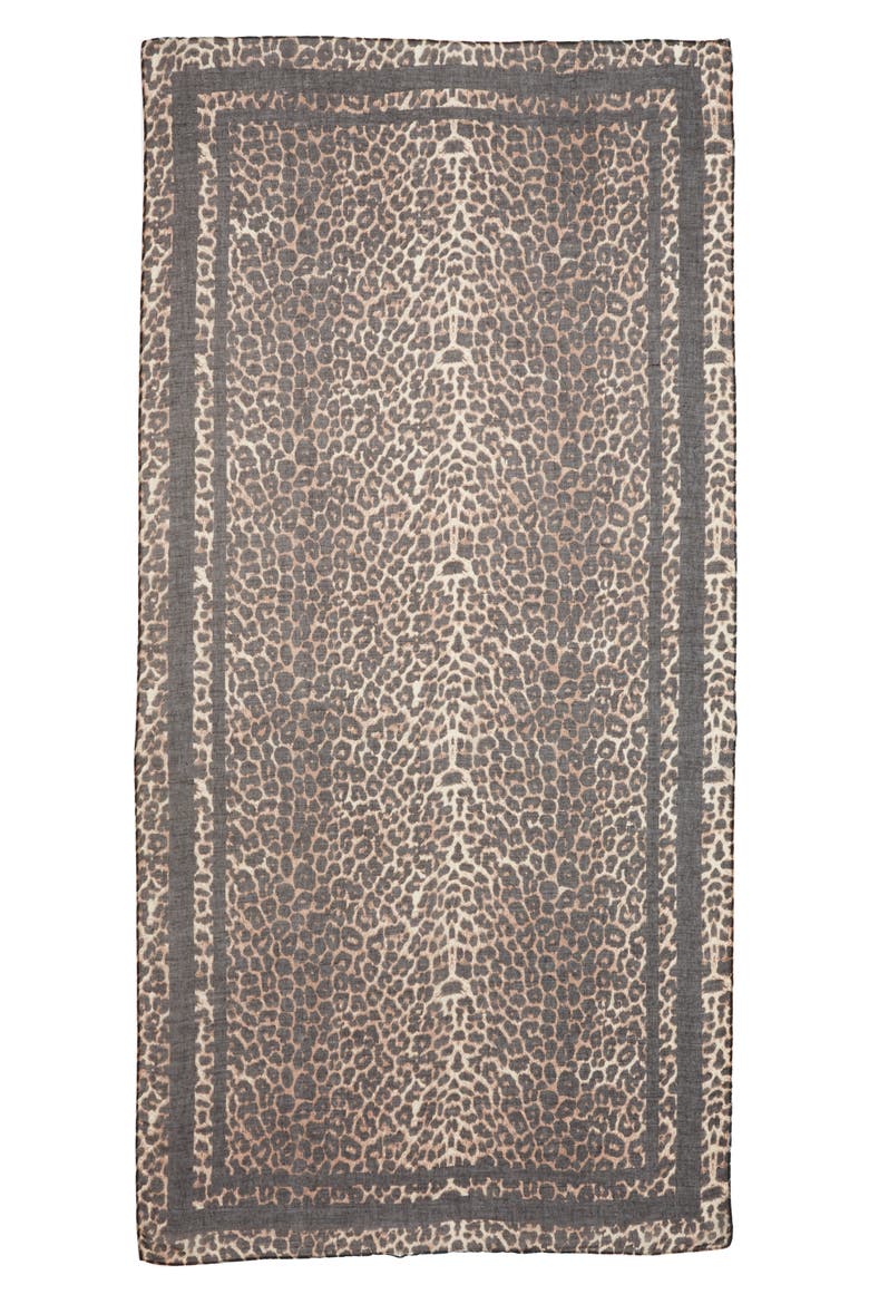 Leopard Print Oblong Scarf, Alternate, color, BROWN MULTI