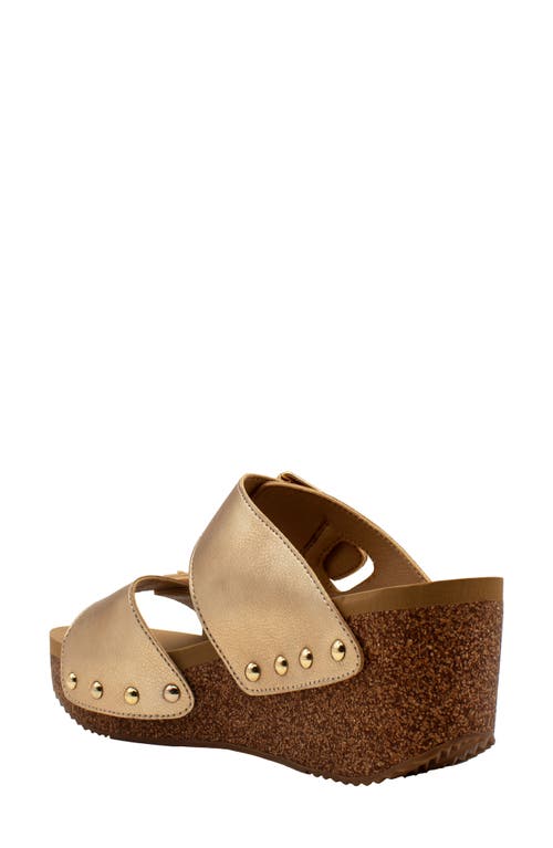 Volatile Gertrude Platform Wedge Slide Sandal In Gold