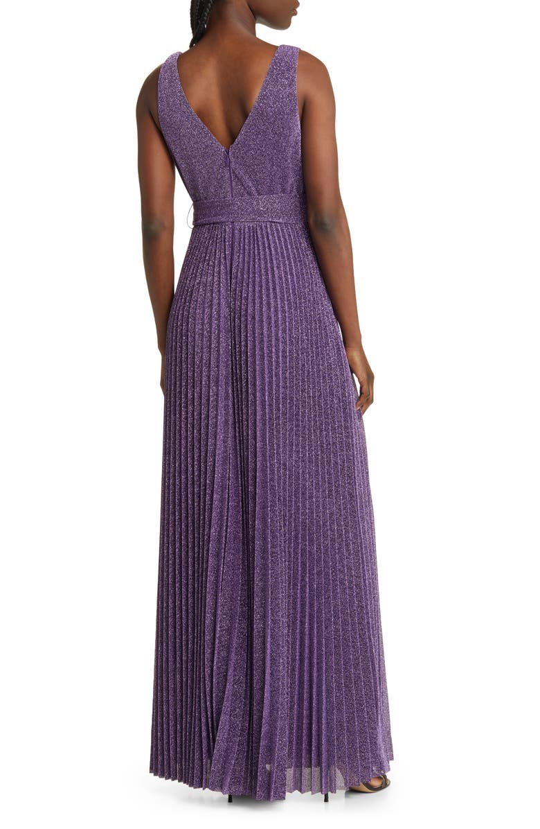Lulus Going for Glitz Metallic Pleated Column Gown, Alternate, color,