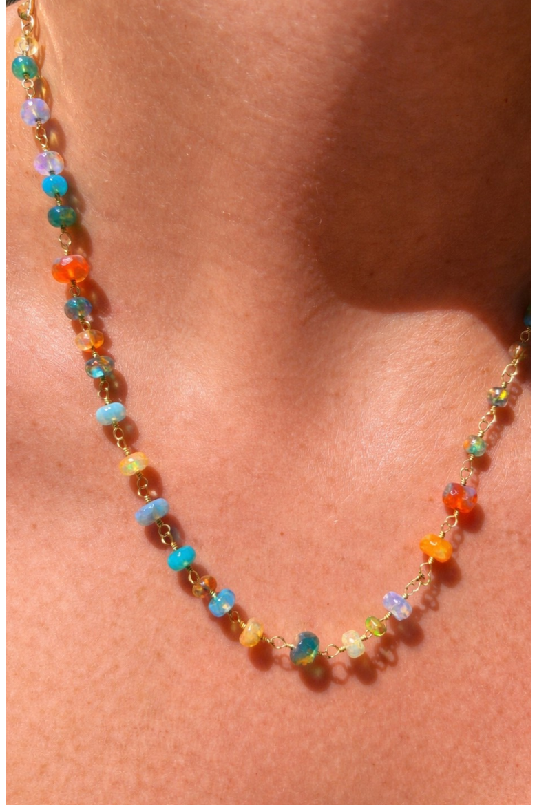 Neon Rainbow Opal Necklace, Alternate, color, Pink