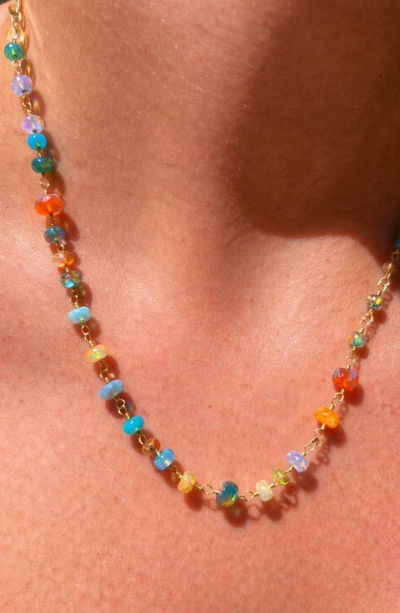 NATIVE GEM Neon Rainbow Opal Necklace, Alternate, color, Pink