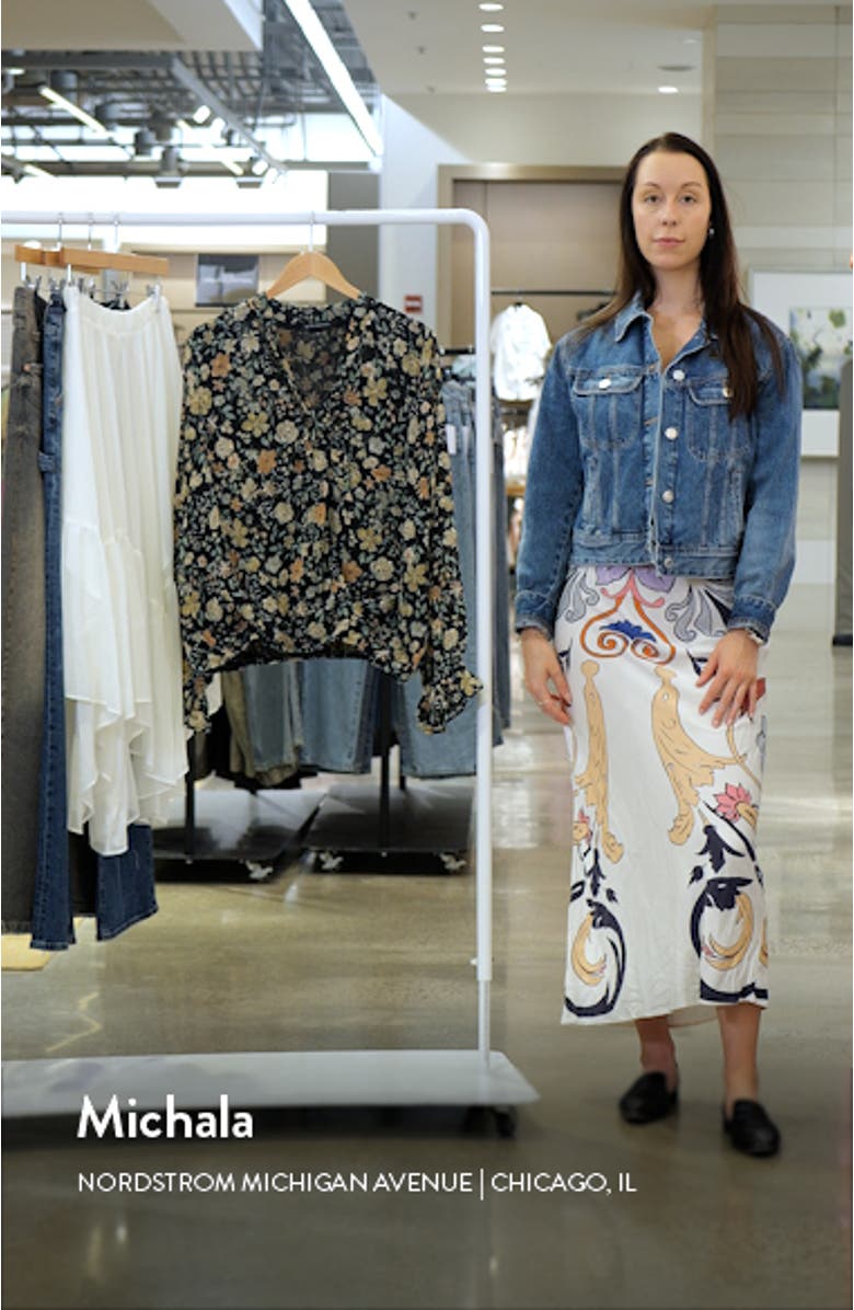 Floral Print Surplice Top, sales video thumbnail