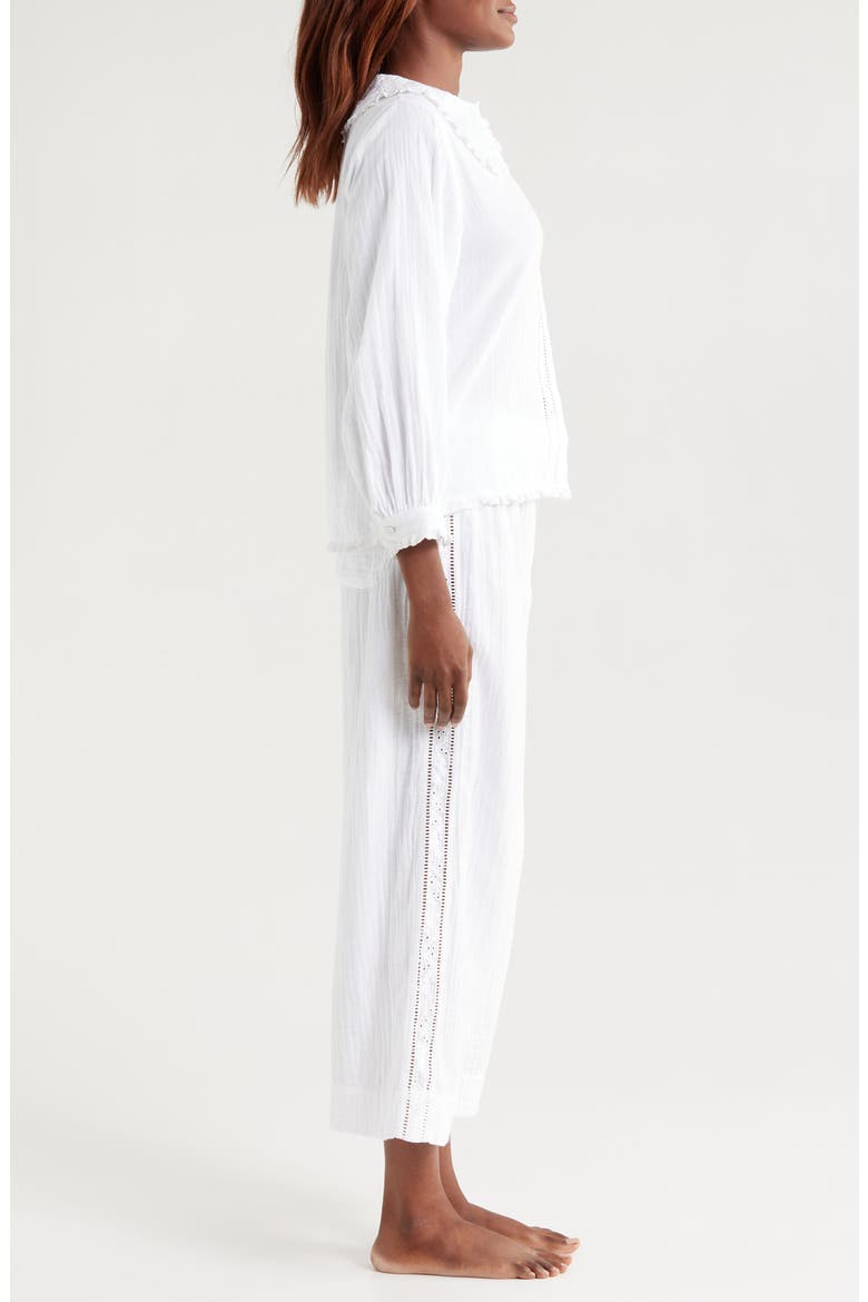 Peter Pan Collar Cotton Gauze Pajamas, Alternate, color, PLAIN DOUBLE GAUZE WHITE