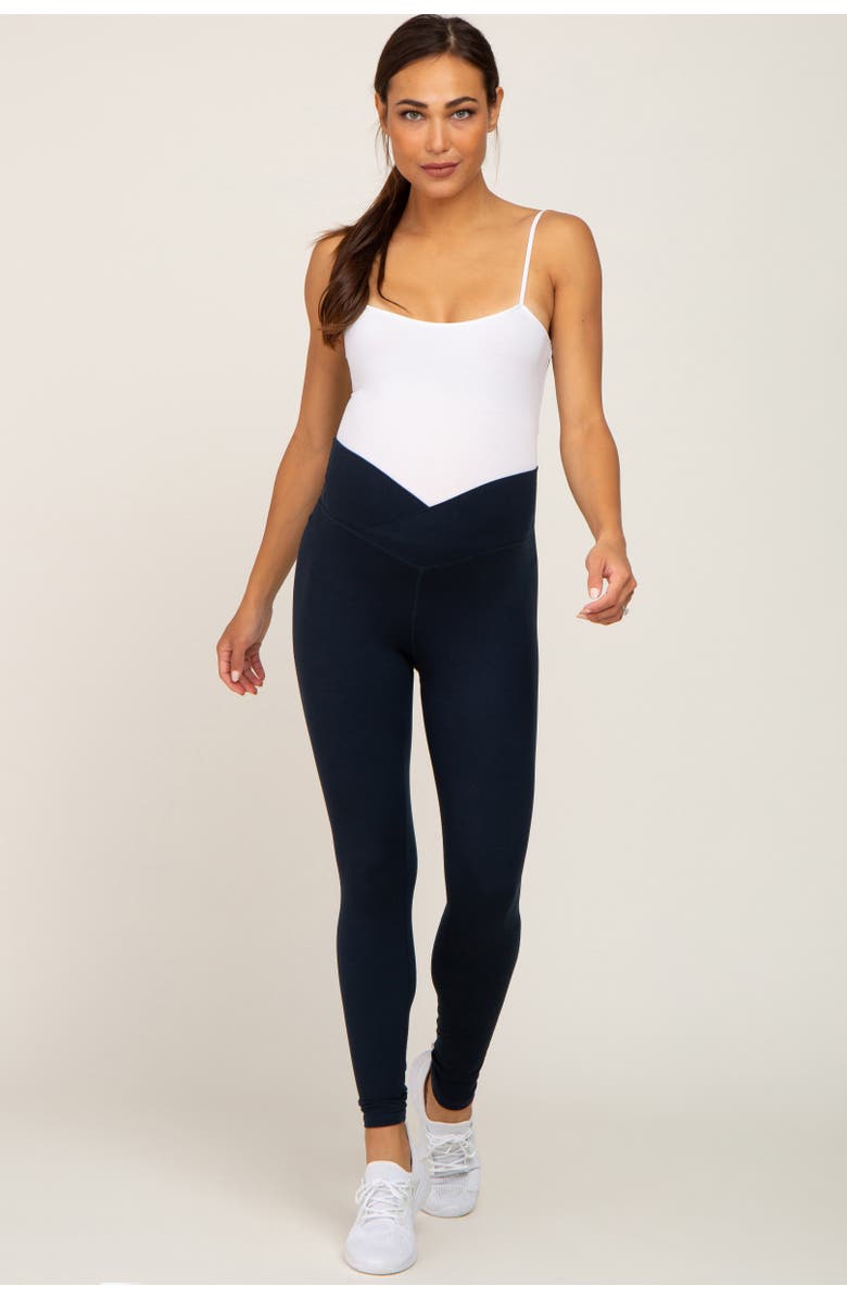 PinkBlush Crossover Waist Leggings, Main, color, Navy Blue