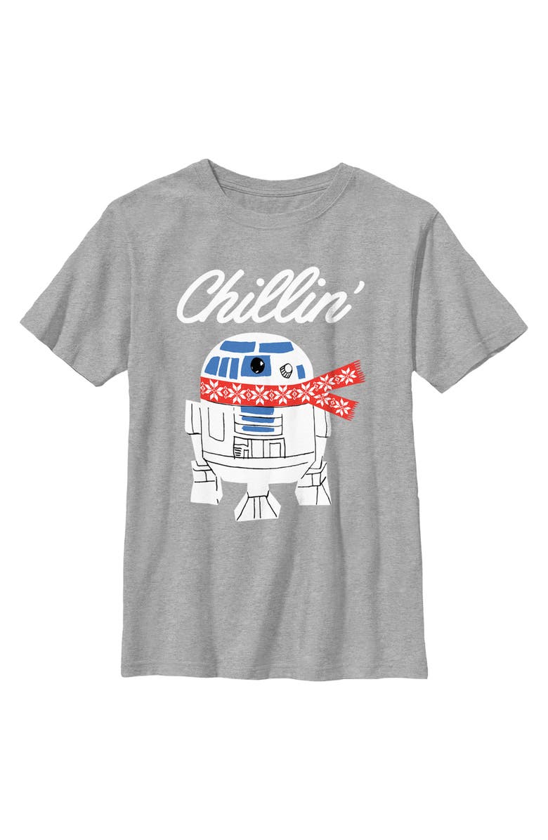 Star Wars Boy's Star Wars Christmas Chillin R2-D2  Graphic T-Shirt, Main, color, Athletic Heather