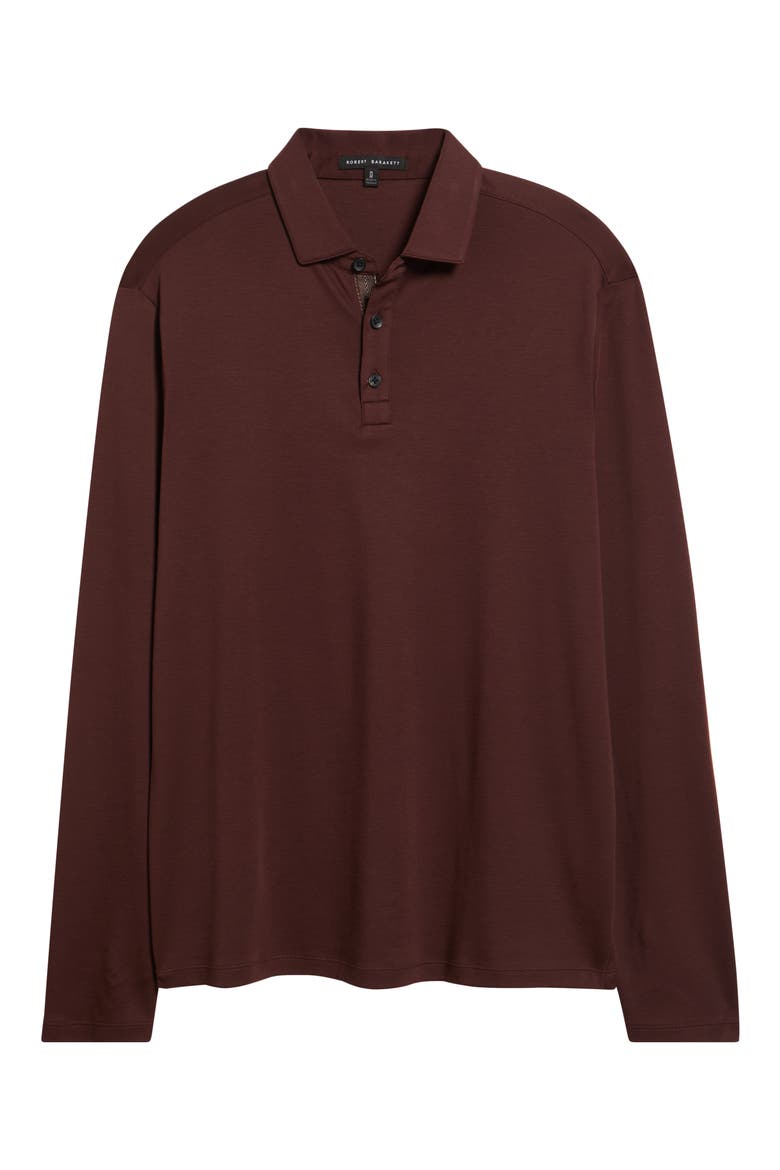 Georgia Long Sleeve Pima Cotton Polo, Alternate, color, DEEP BORDEAUX