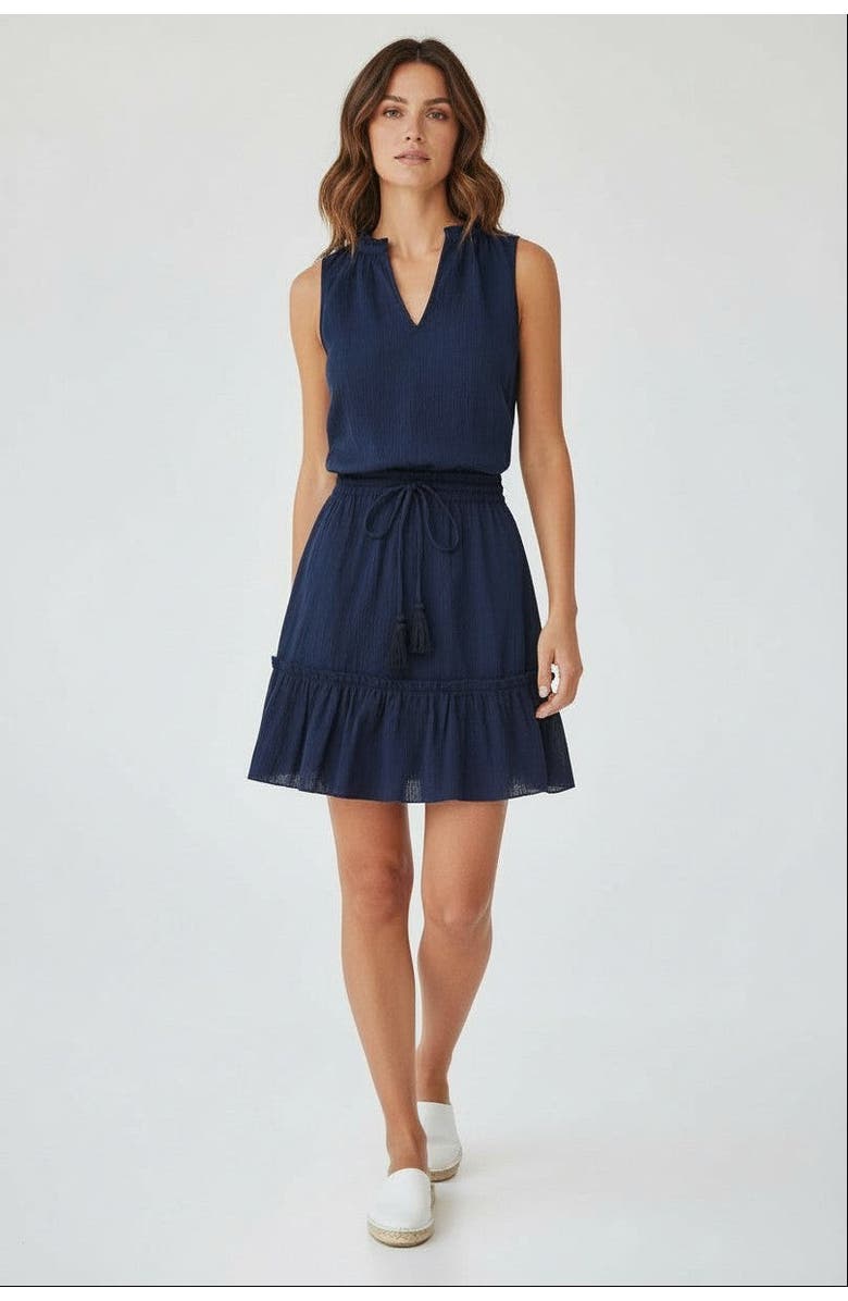 Change of Scenery Beth Smock Waist Cotton Short Dress, Main, color, Navy