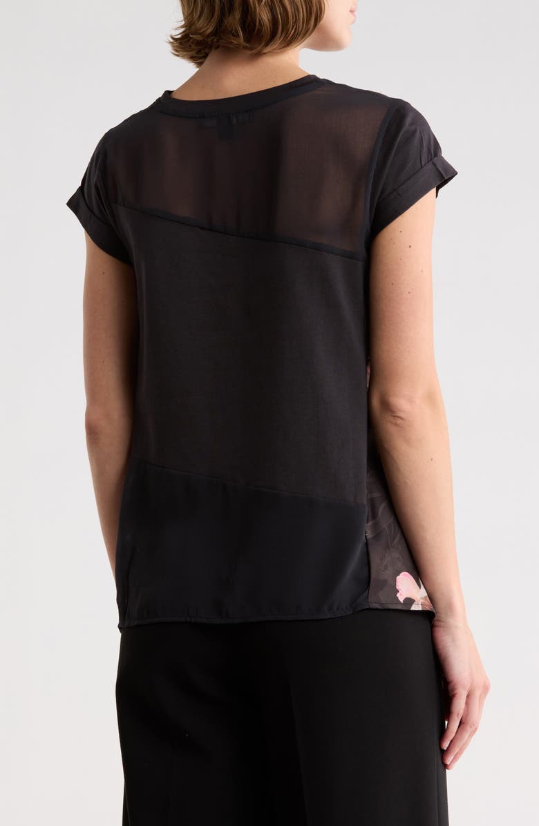 AllSaints Zala Colorblock Cap Sleeve Top, Alternate, color, Adena Black