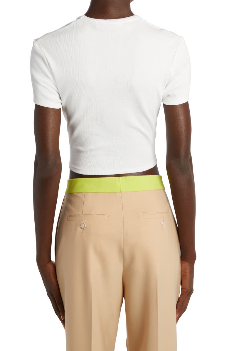 Off-White Off Stamp Ribbed Tie Front T-Shirt, Alternate, color,