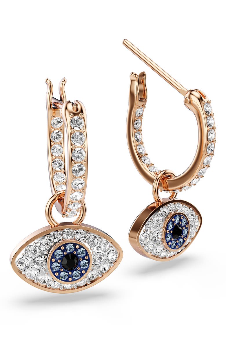Swarovski Symbolica Drop Hoop Earrings, Alternate, color, Rose Gold/ Multi