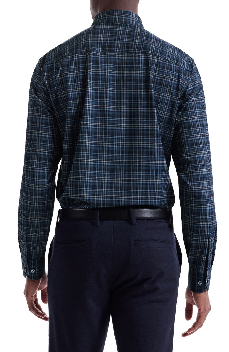 Bugatchi Jules OoohCotton<sup>®</sup> Plaid Button-Down Shirt, Alternate, color, Peacock