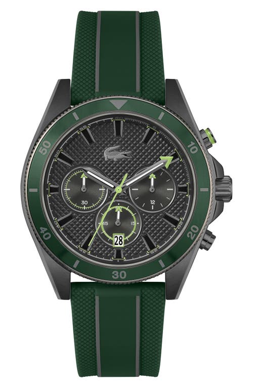 Lacoste Manisail Chronograph Silicone Strap Watch, 43mm in Black 