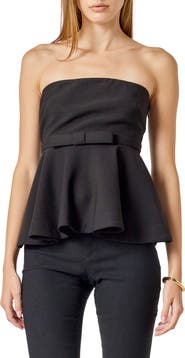 Endless Rose Bow Strapless Peplum Top