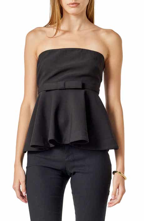 Endless Rose Bow Strapless Peplum Top