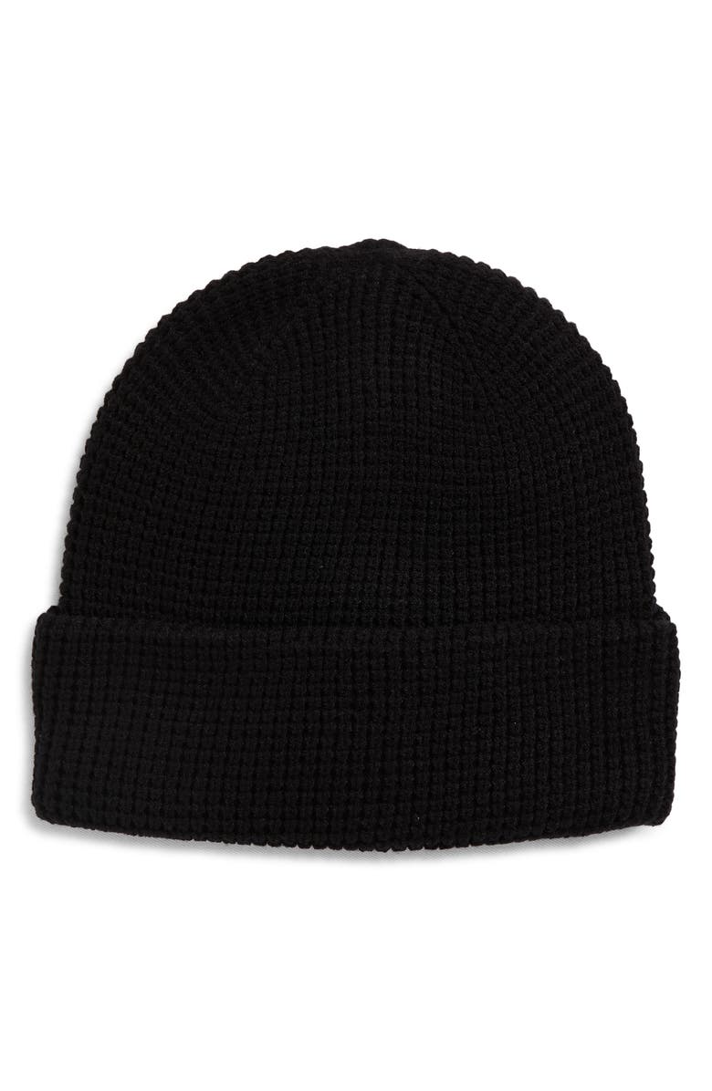 NORDSTROM RACK Waffle Knit Beanie, Main, color, Black