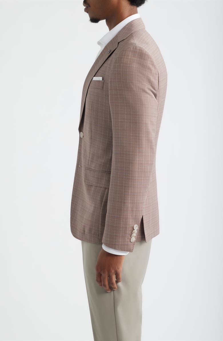 BOSS Hutson Slim Fit Red & Tan Plaid Slub Wool Sport Coat, Alternate, color, Medium Red
