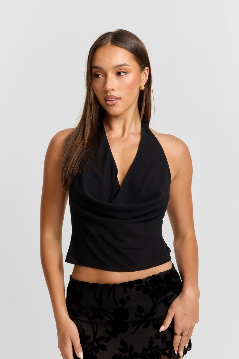 Odette Cowl-Halter Top, Alternate, color, Black