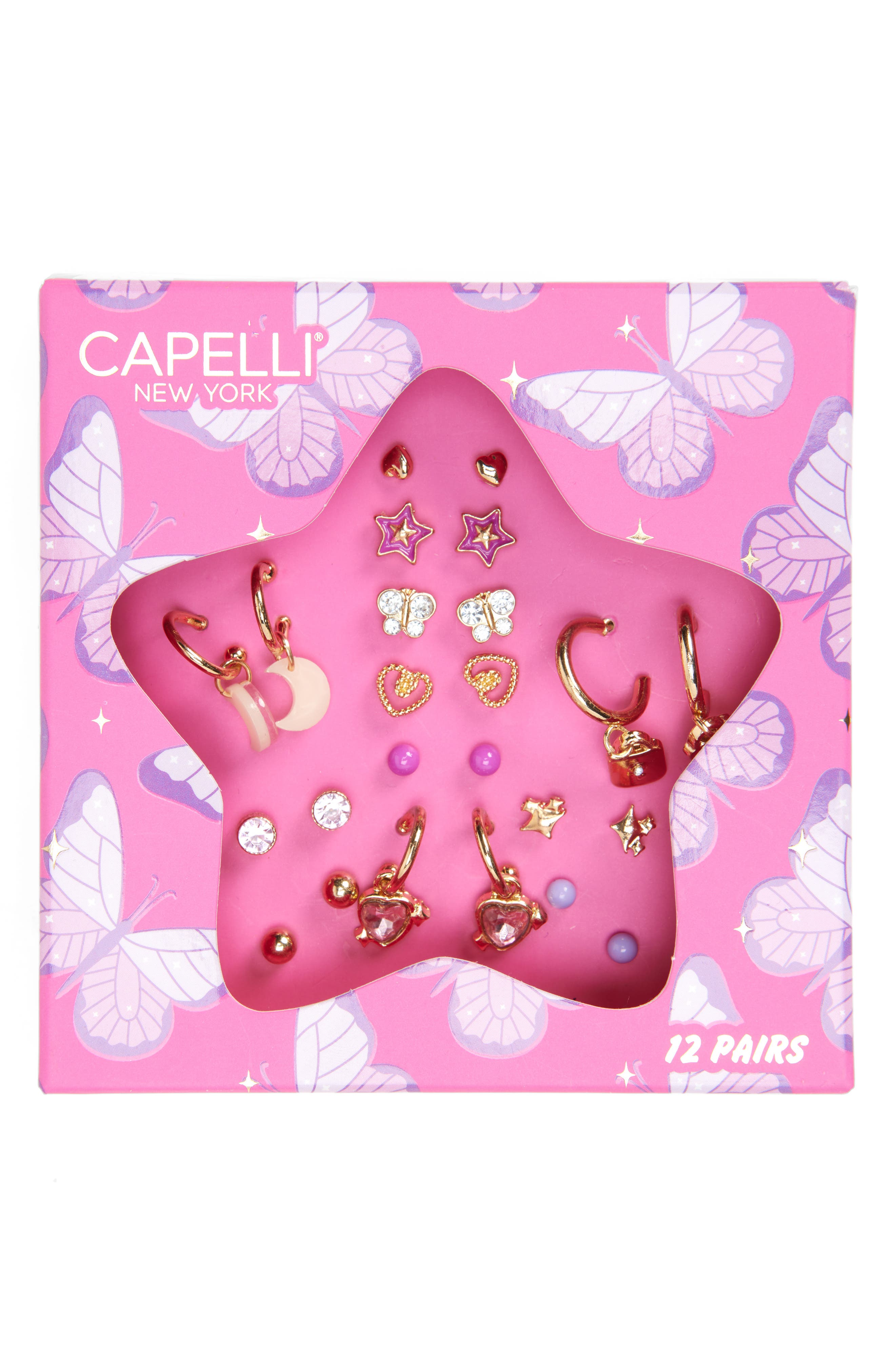 Capelli New York Kids' Set of 12 Assorted Earrings in Gold 